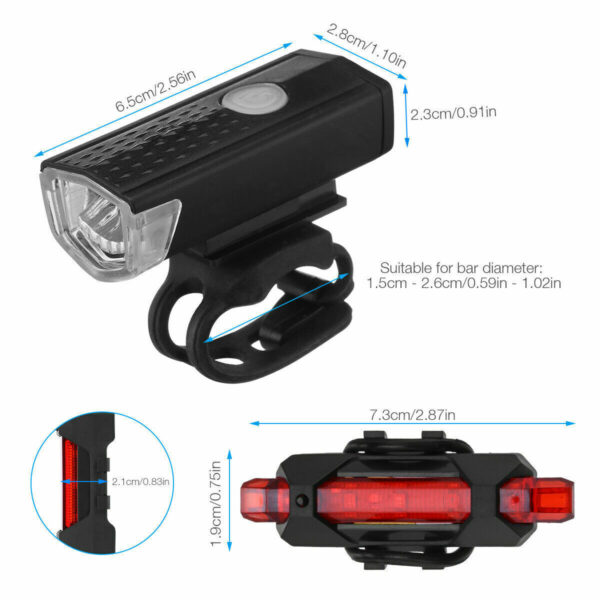 USB Rechargeable LED Bicycle Headlight Bike Head Light Cycling Rear Front Lamp Bike Light Rainproof USB Rechargeable LED bicycle Light - Image 8